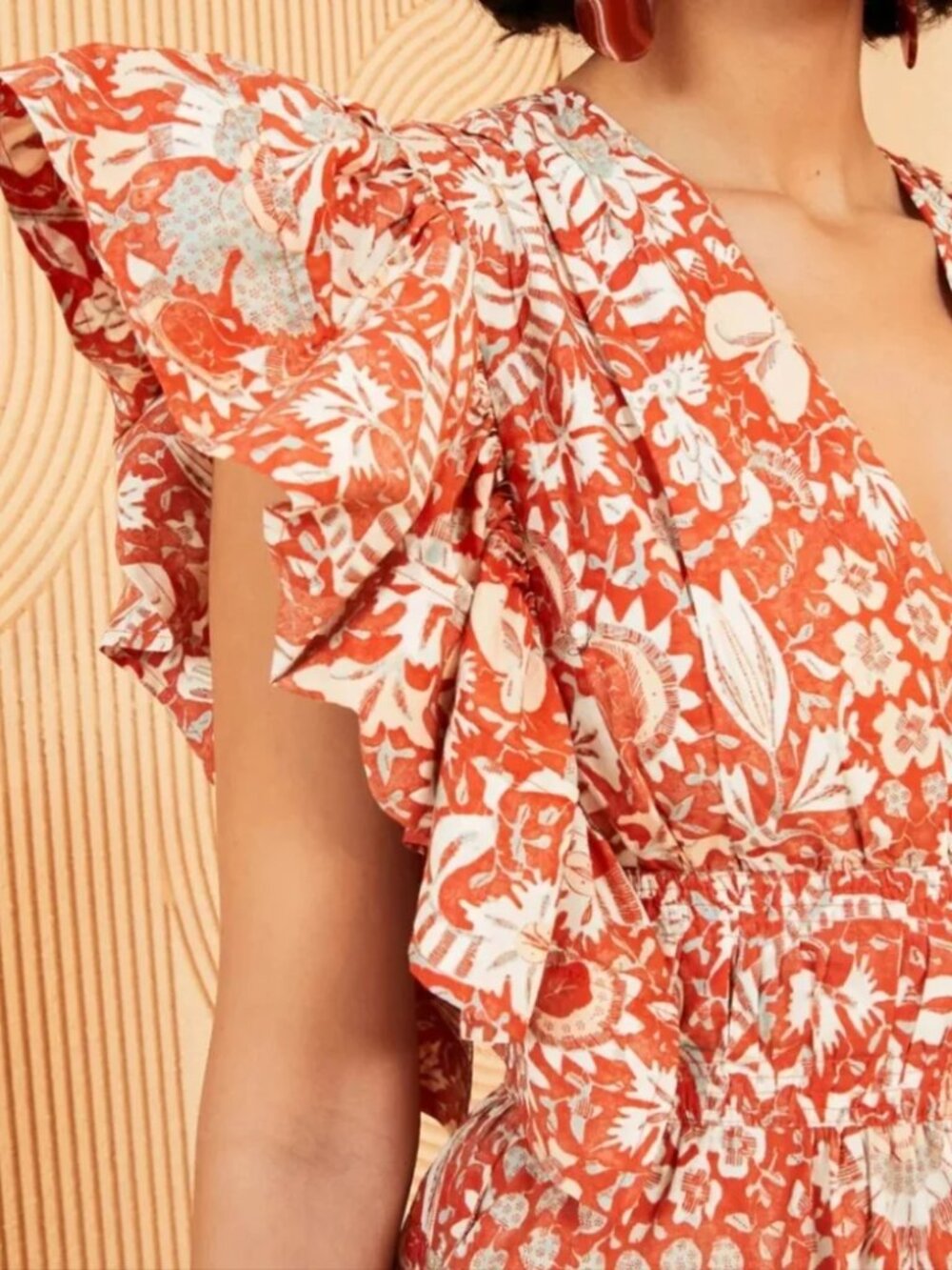 ULLA JOHNSON Kiri Mini Dress Orange Blossom Statement Sleeve Sundress Cotton 10 - Picture 6 of 16